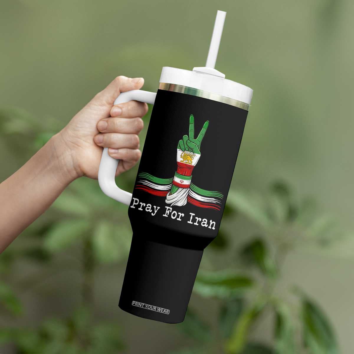 Free Iran Support Tumbler With Handle Pray For Iran TS14 Print Your Wear