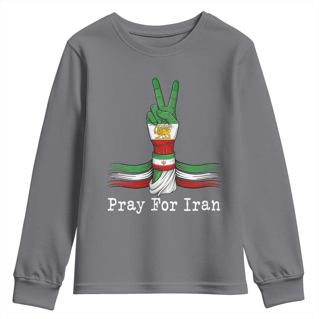 Free Iran Support Youth Sweatshirt Pray For Iran TS14 Charcoal Print Your Wear