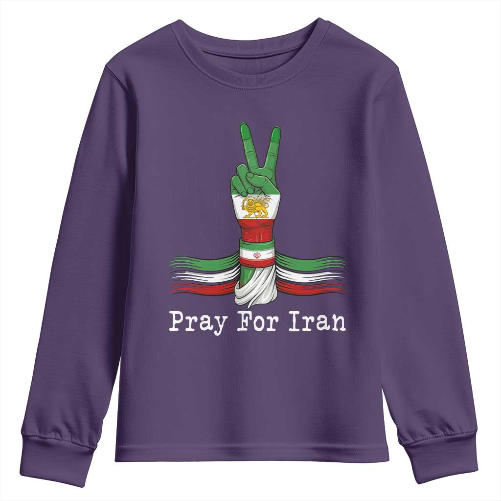 Free Iran Support Youth Sweatshirt Pray For Iran TS14 Purple Print Your Wear