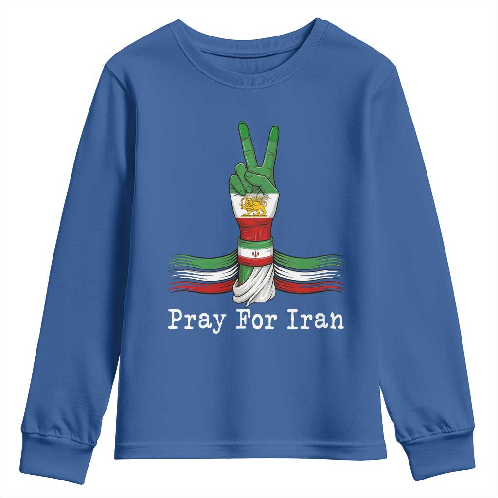Free Iran Support Youth Sweatshirt Pray For Iran TS14 Royal Blue Print Your Wear