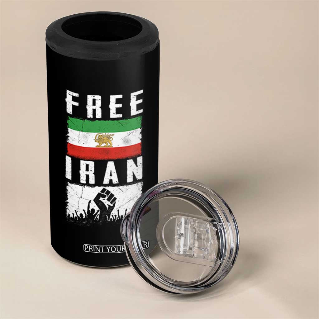 Free Iran 4 in 1 Can Cooler Tumbler Support Iranian Freedom TS14 Print Your Wear