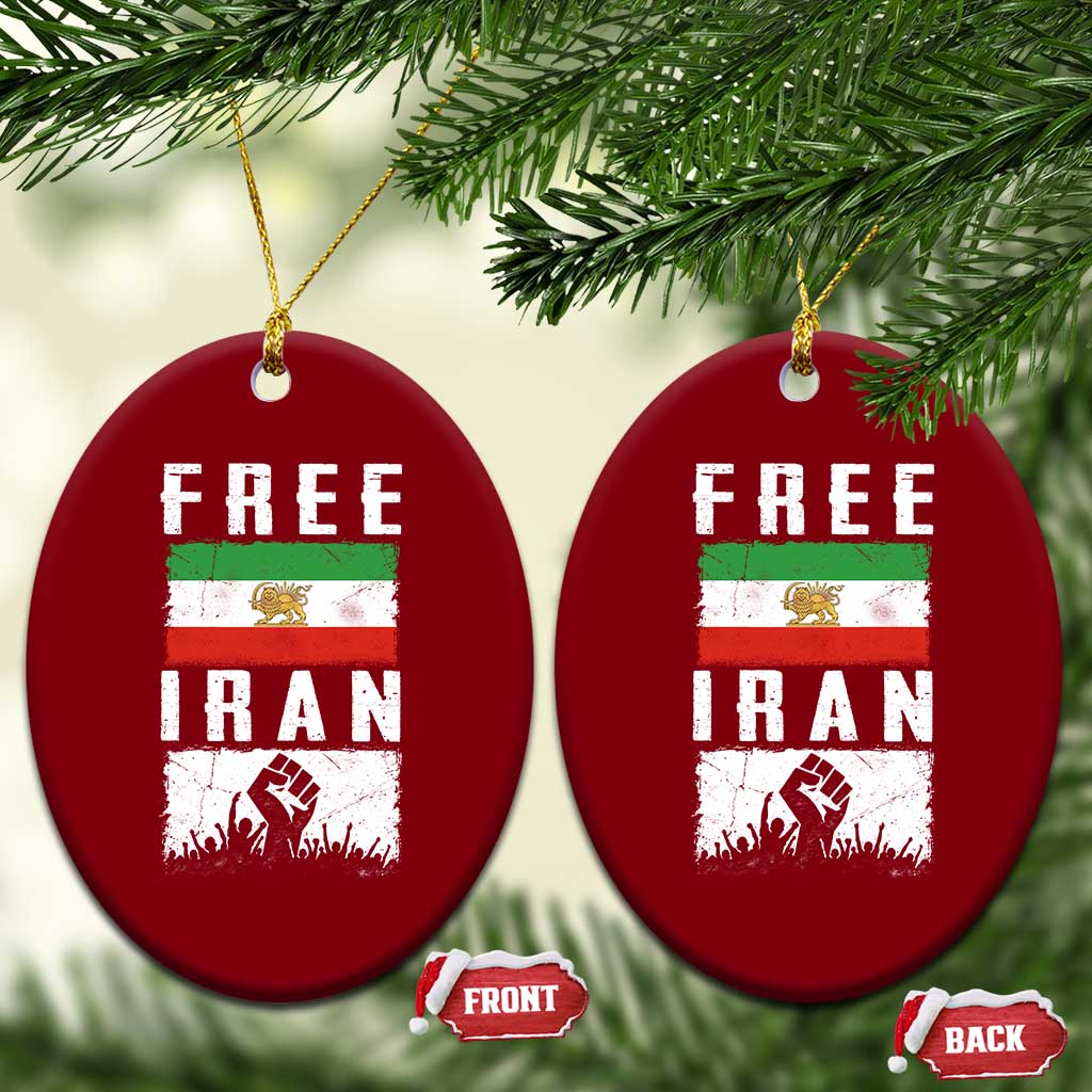Free Iran Ceramic Ornament Support Iranian Freedom TS14 Print Your Wear