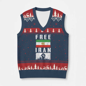 Free Iran V-Neck Knit Sweater Vest Support Iranian Freedom TS14 Navy Red Print Your Wear