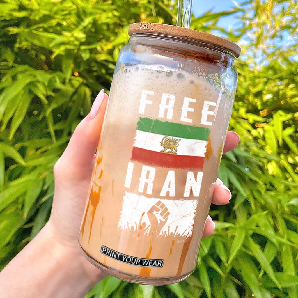 Free Iran Glass Can Support Iranian Freedom TS14 Black Print Your Wear