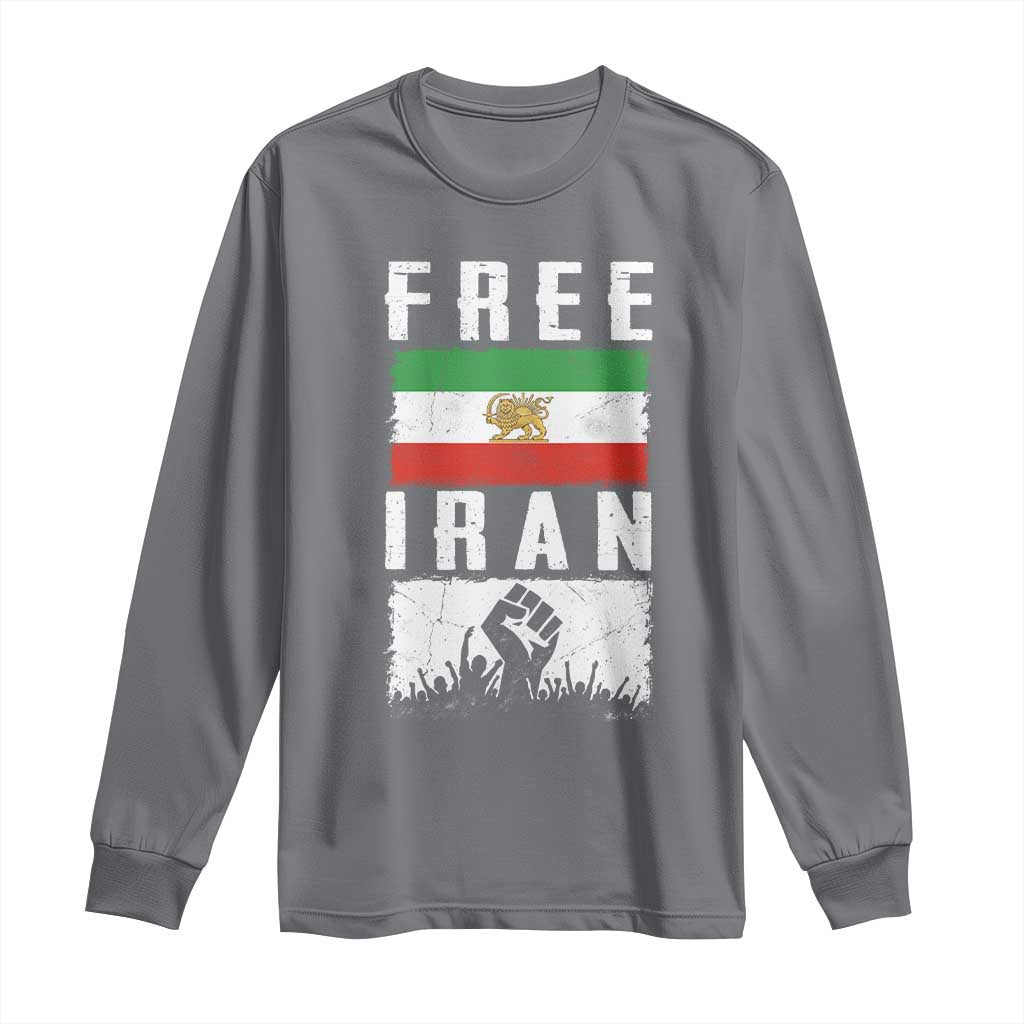Free Iran Long Sleeve Shirt Support Iranian Freedom TS14 Charcoal Print Your Wear