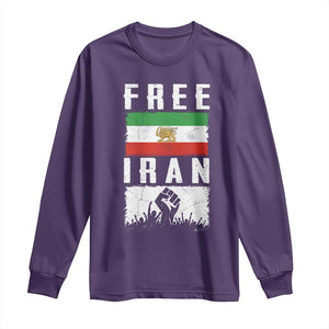 Free Iran Long Sleeve Shirt Support Iranian Freedom TS14 Purple Print Your Wear