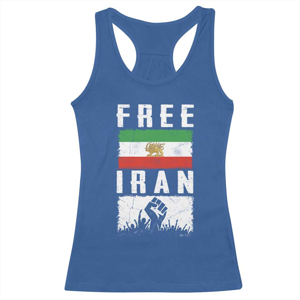 Free Iran Racerback Tank Top Support Iranian Freedom TS14 Royal Blue Print Your Wear