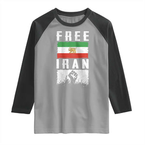Free Iran Raglan Shirt Support Iranian Freedom TS14 Sport Gray Black Print Your Wear