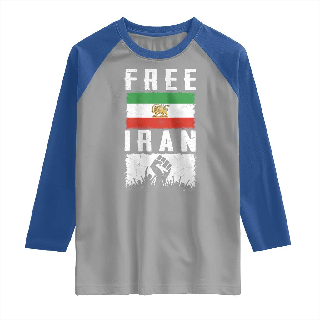 Free Iran Raglan Shirt Support Iranian Freedom TS14 Sport Gray Royal Print Your Wear
