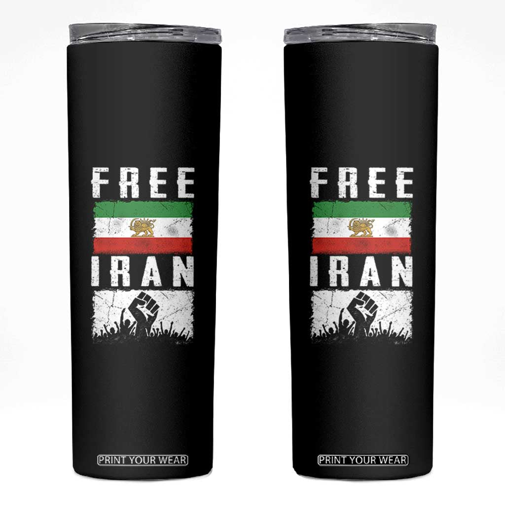 Free Iran Skinny Tumbler Support Iranian Freedom TS14 Black Print Your Wear