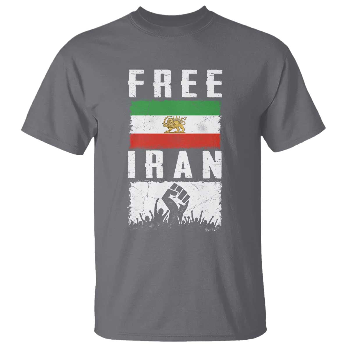 Free Iran T Shirt Support Iranian Freedom TS14 Charcoal Print Your Wear