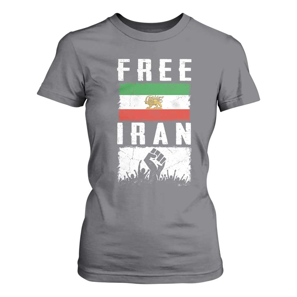 Free Iran T Shirt For Women Support Iranian Freedom TS14 Charcoal Print Your Wear