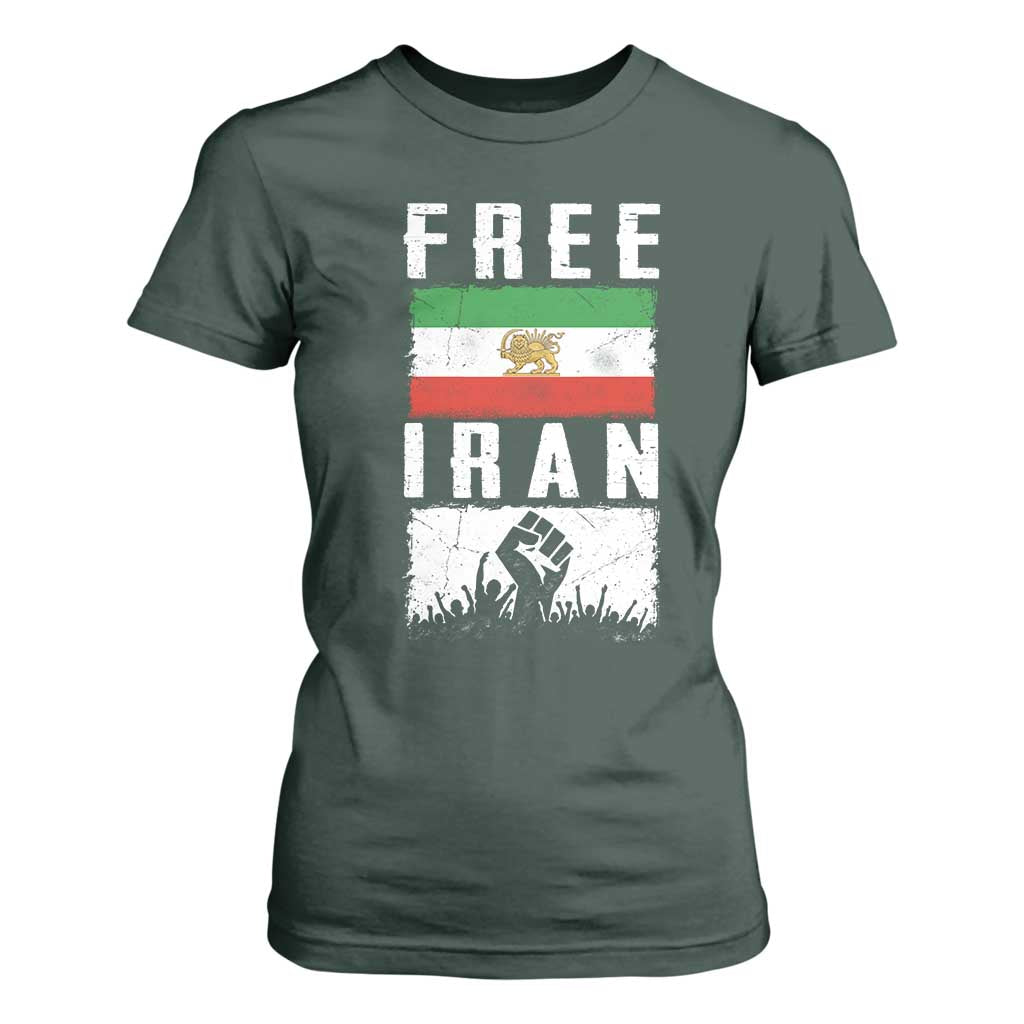 Free Iran T Shirt For Women Support Iranian Freedom TS14 Dark Forest Green Print Your Wear