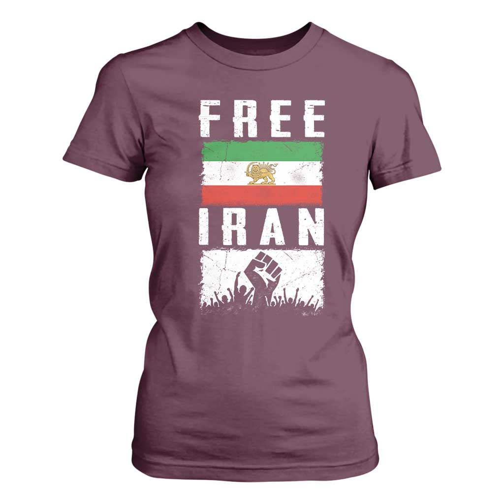 Free Iran T Shirt For Women Support Iranian Freedom TS14 Maroon Print Your Wear