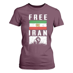 Free Iran T Shirt For Women Support Iranian Freedom TS14 Maroon Print Your Wear