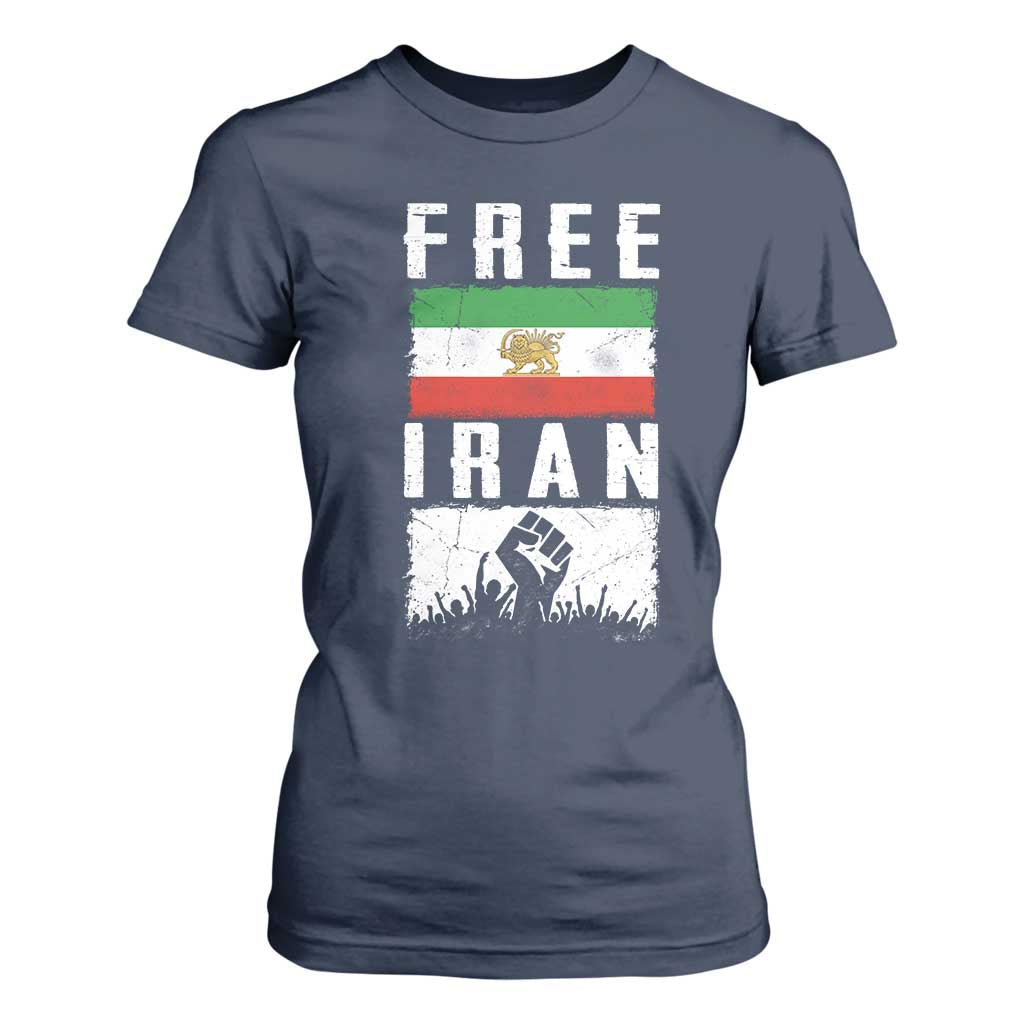 Free Iran T Shirt For Women Support Iranian Freedom TS14 Navy Print Your Wear