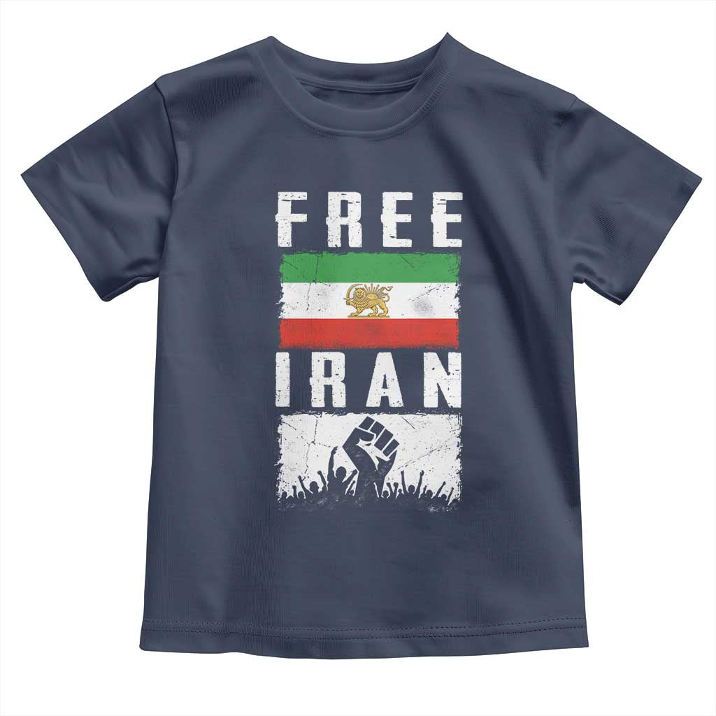 Free Iran Toddler T Shirt Support Iranian Freedom TS14 Navy Print Your Wear