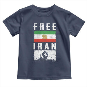 Free Iran Toddler T Shirt Support Iranian Freedom TS14 Navy Print Your Wear