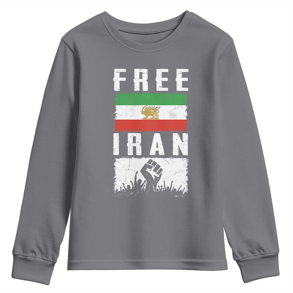 Free Iran Youth Sweatshirt Support Iranian Freedom TS14 Charcoal Print Your Wear
