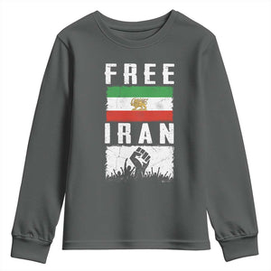 Free Iran Youth Sweatshirt Support Iranian Freedom TS14 Dark Heather Print Your Wear