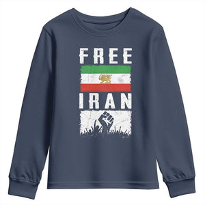 Free Iran Youth Sweatshirt Support Iranian Freedom TS14 Navy Print Your Wear