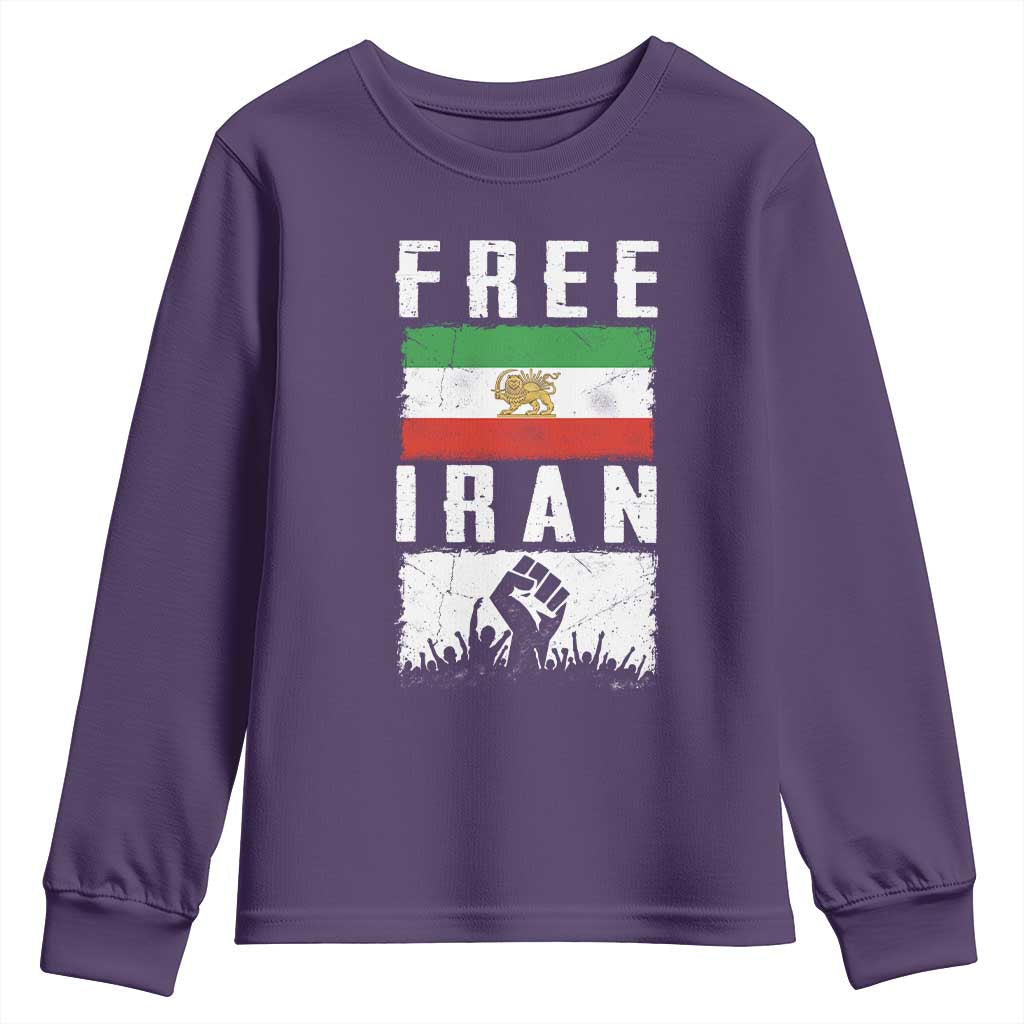Free Iran Youth Sweatshirt Support Iranian Freedom TS14 Purple Print Your Wear