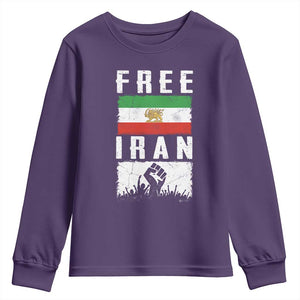 Free Iran Youth Sweatshirt Support Iranian Freedom TS14 Purple Print Your Wear