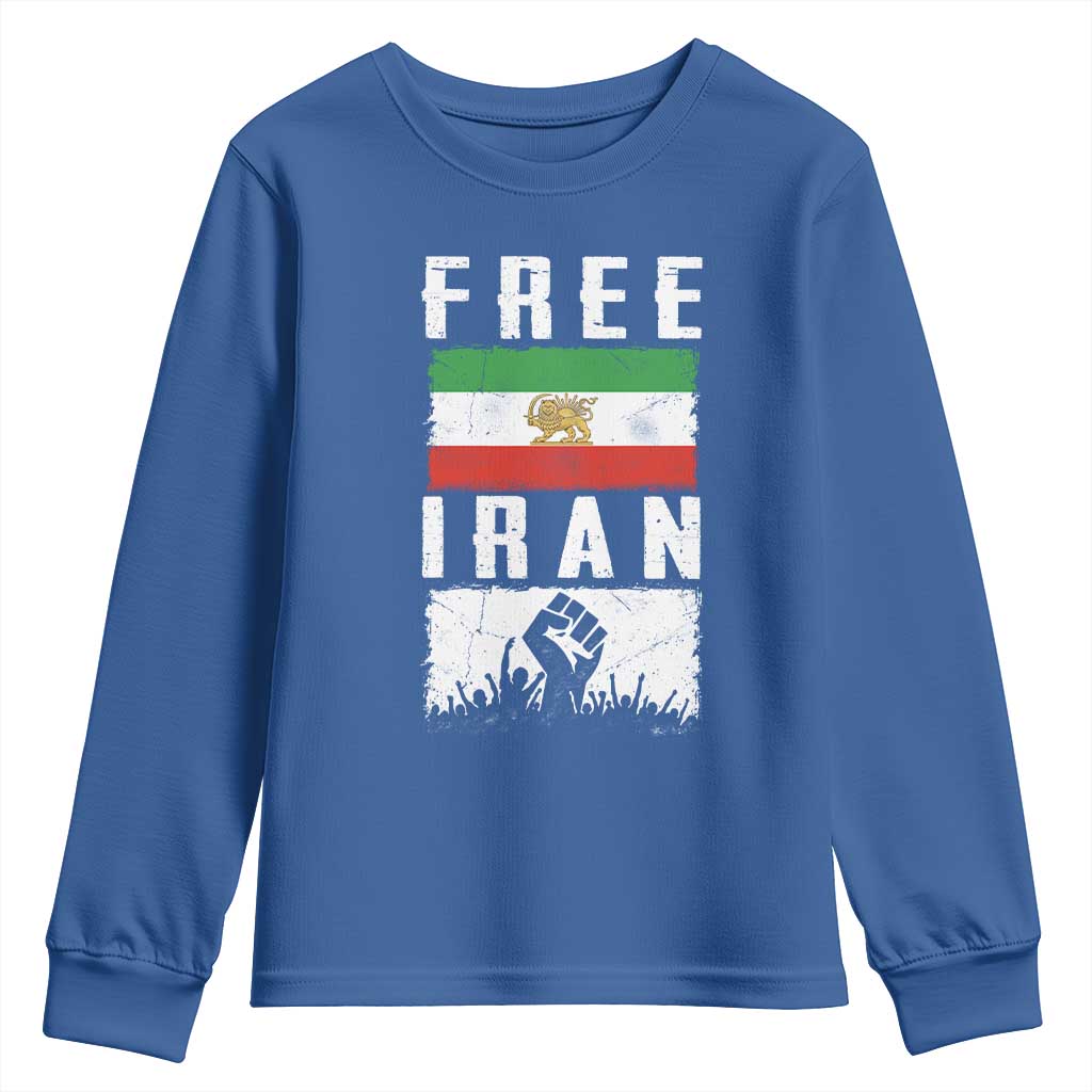 Free Iran Youth Sweatshirt Support Iranian Freedom TS14 Royal Blue Print Your Wear