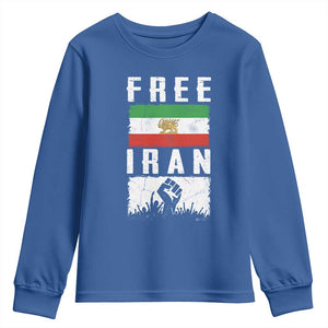 Free Iran Youth Sweatshirt Support Iranian Freedom TS14 Royal Blue Print Your Wear