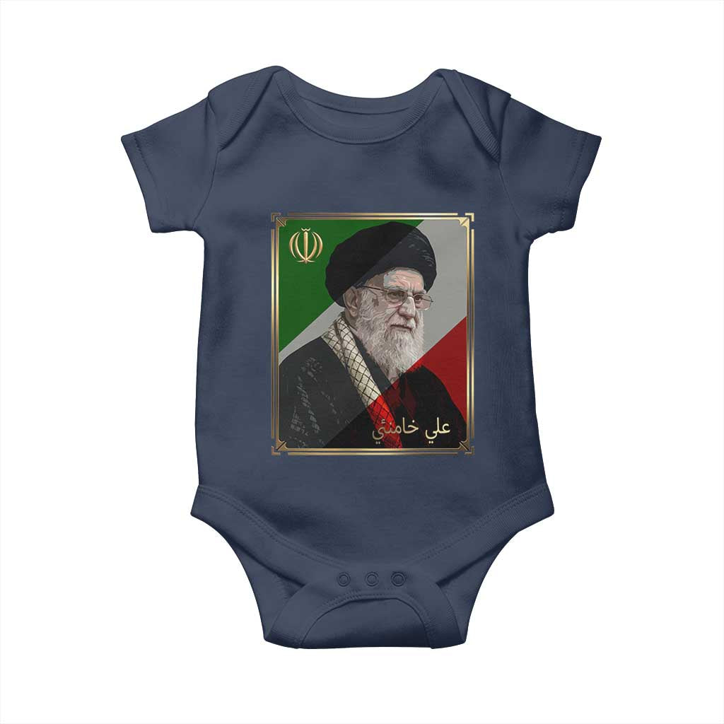 Ali Khamenei Memorial Tribute Portrait Baby Onesie TS14 Navy Print Your Wear
