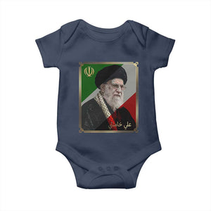 Ali Khamenei Memorial Tribute Portrait Baby Onesie TS14 Navy Print Your Wear