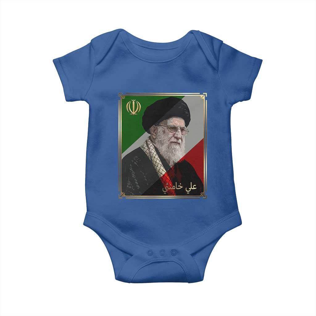 Ali Khamenei Memorial Tribute Portrait Baby Onesie TS14 Royal Blue Print Your Wear