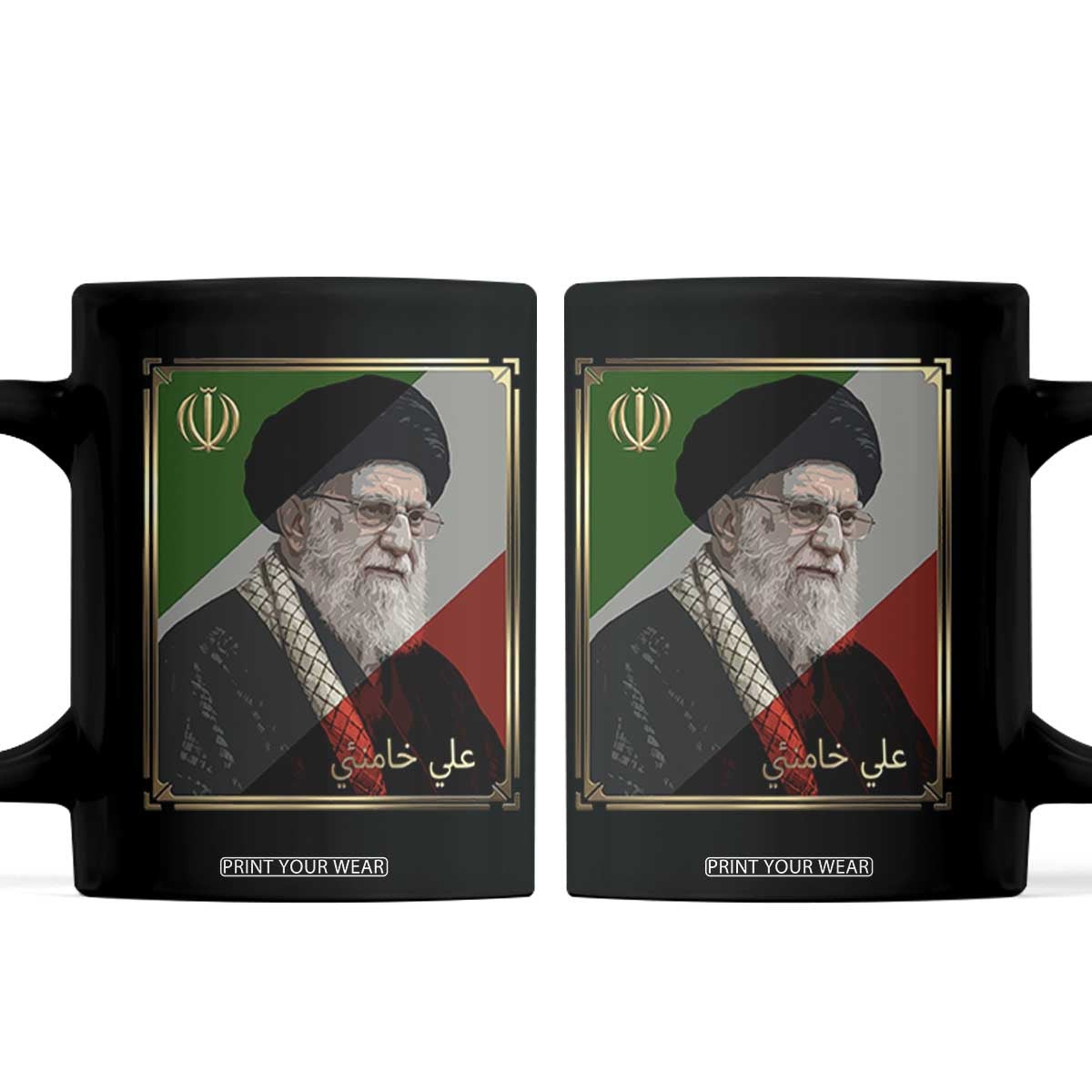 Ali Khamenei Memorial Tribute Portrait Coffee Mug TS14 Black Print Your Wear