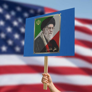 Ali Khamenei Memorial Tribute Portrait Protest Sign TS14 Horizontal 18" × 24" Blue Print Your Wear