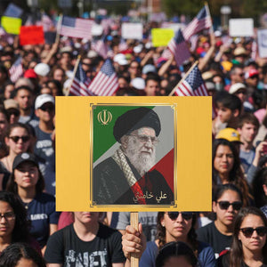 Ali Khamenei Memorial Tribute Portrait Protest Sign TS14 Horizontal 18" × 24" Yellow Print Your Wear