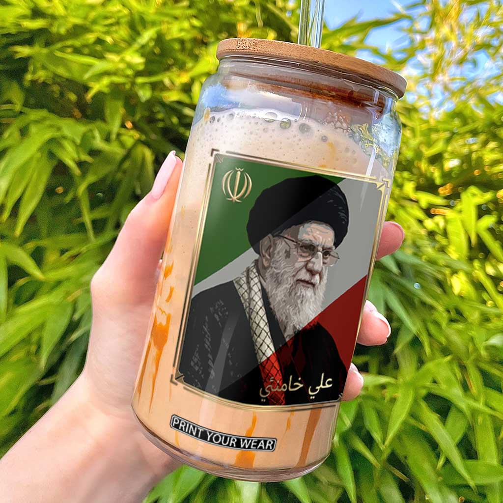Ali Khamenei Memorial Tribute Portrait Glass Can TS14 Black Print Your Wear