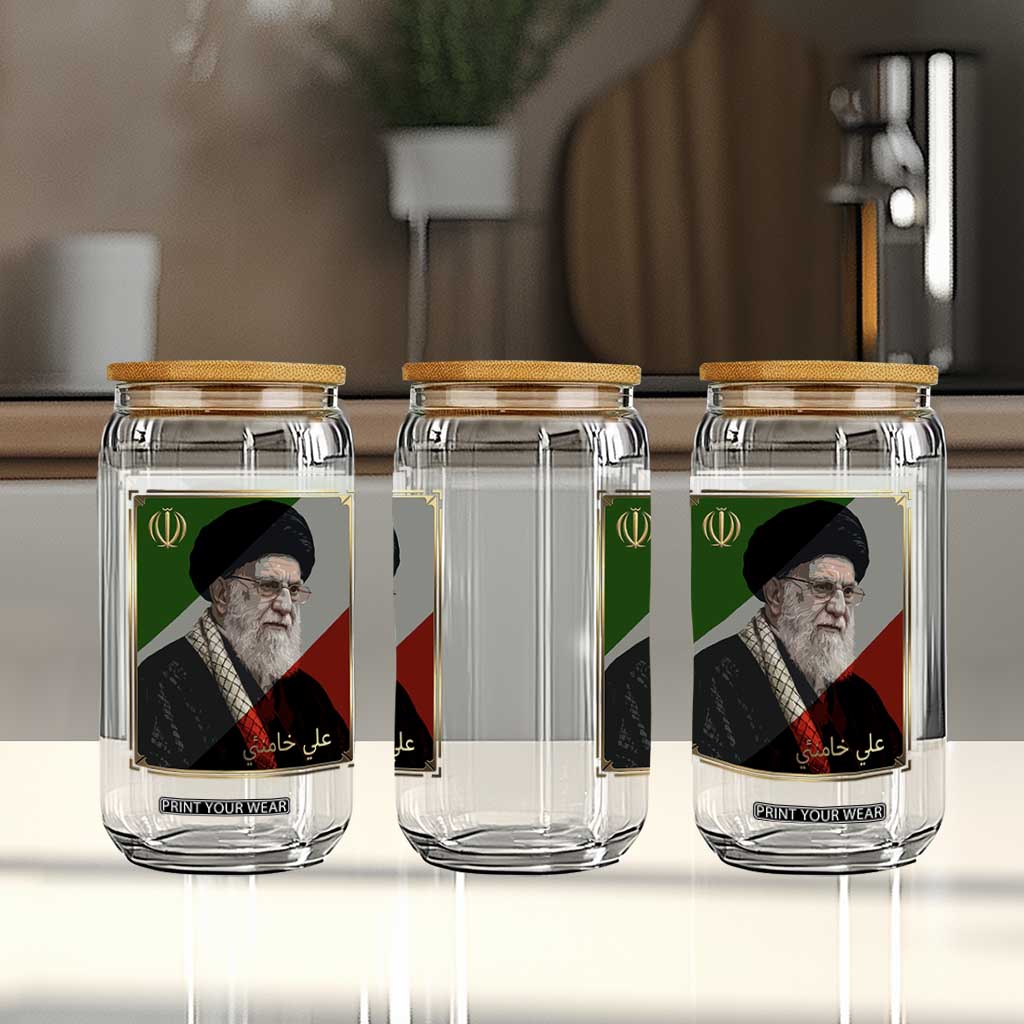 Ali Khamenei Memorial Tribute Portrait Glass Can TS14 Print Your Wear