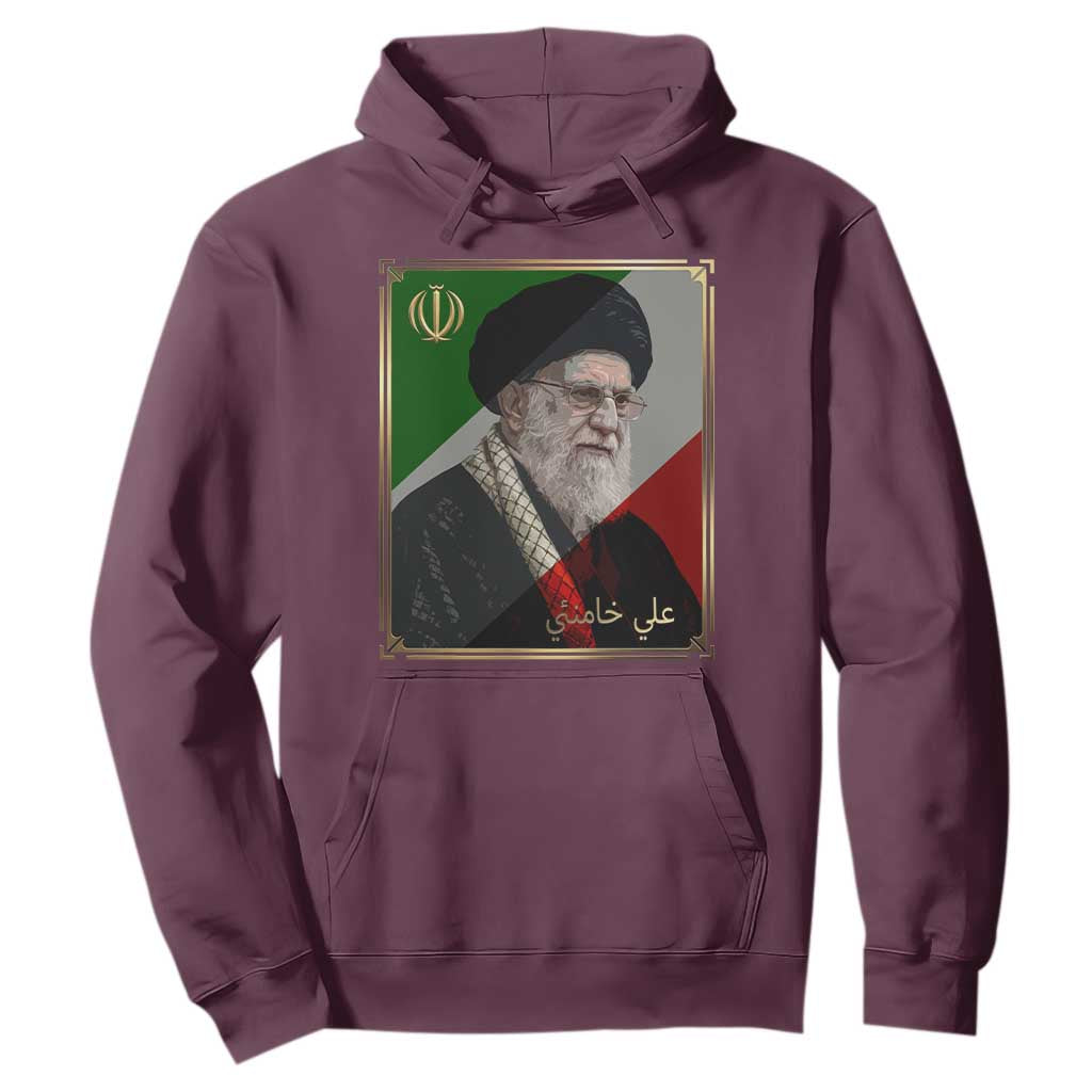 Ali Khamenei Memorial Tribute Portrait Hoodie TS14 Maroon Print Your Wear