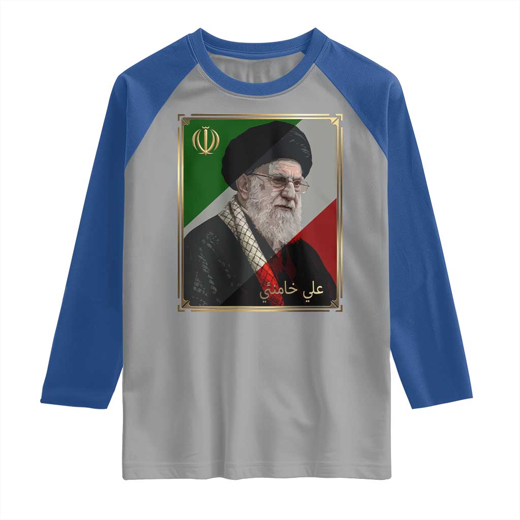 Ali Khamenei Memorial Tribute Portrait Raglan Shirt TS14 Sport Gray Royal Print Your Wear