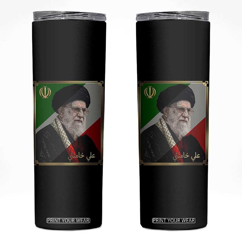 Ali Khamenei Memorial Tribute Portrait Skinny Tumbler TS14 Black Print Your Wear