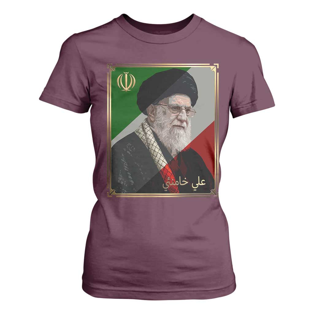 Ali Khamenei Memorial Tribute Portrait T Shirt For Women TS14 Maroon Print Your Wear