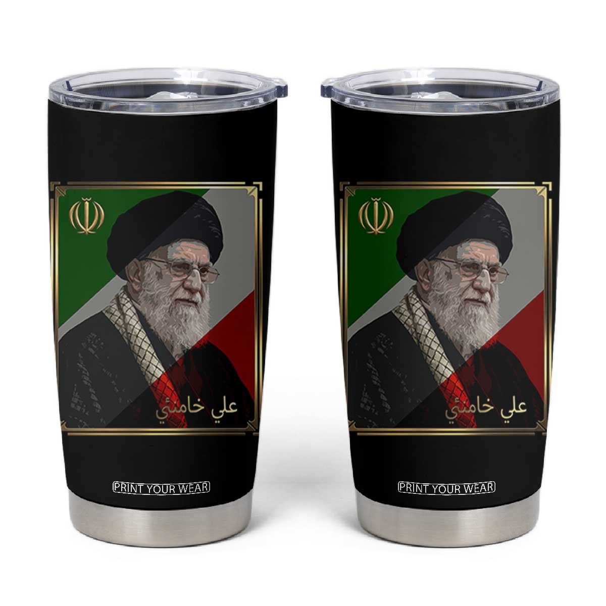 Ali Khamenei Memorial Tribute Portrait Tumbler Cup TS14 Black Print Your Wear