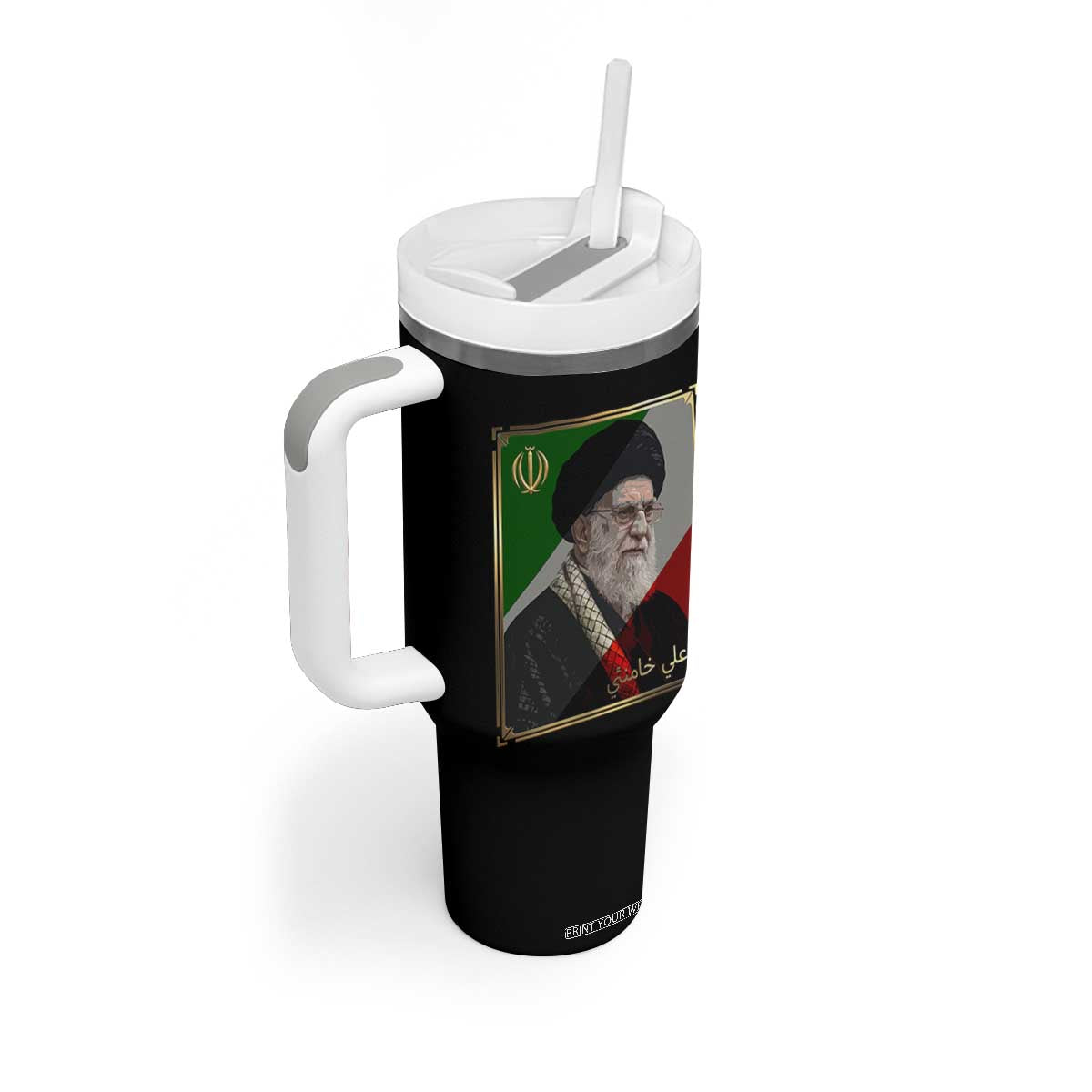 Ali Khamenei Memorial Tribute Portrait Tumbler With Handle TS14 Print Your Wear
