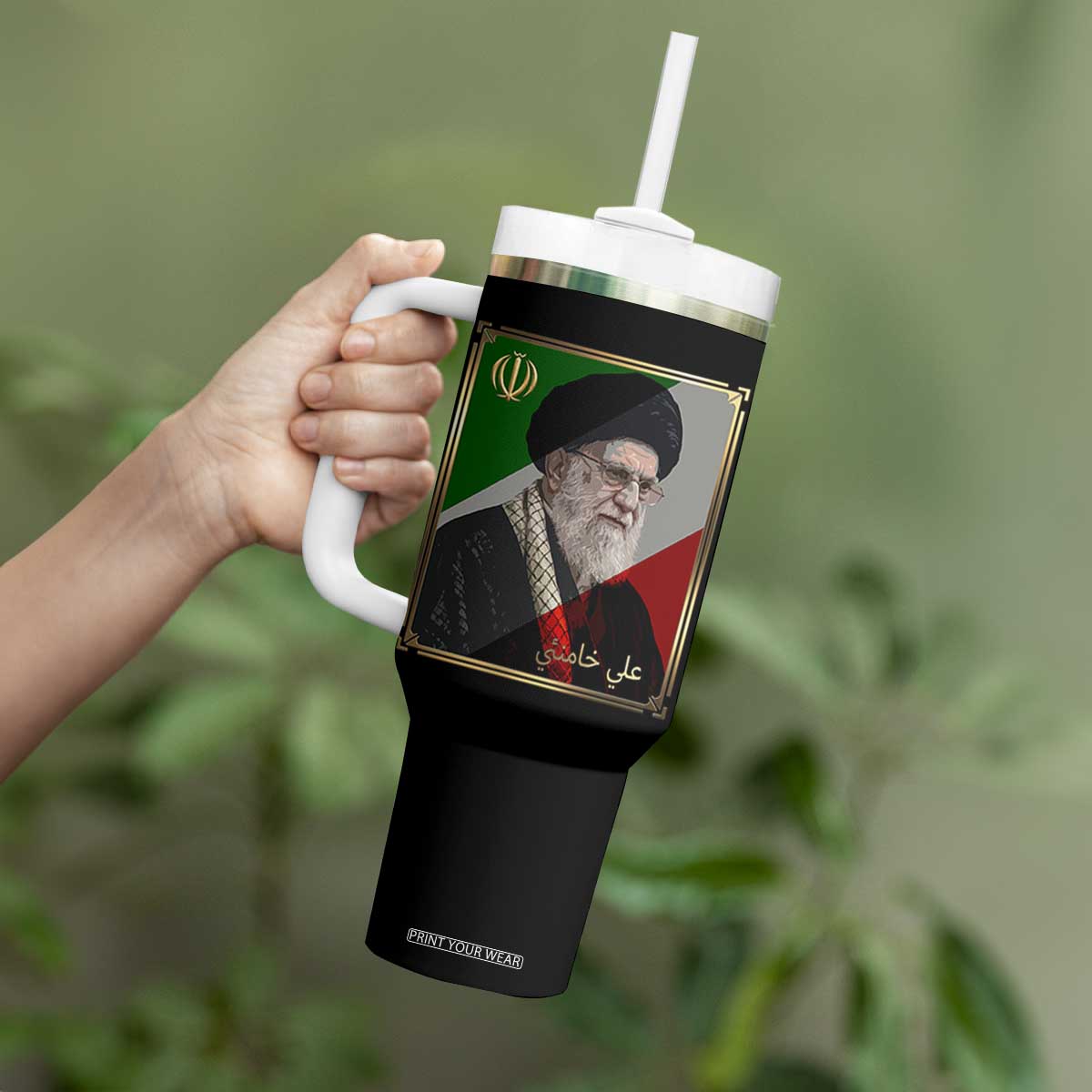 Ali Khamenei Memorial Tribute Portrait Tumbler With Handle TS14 Print Your Wear