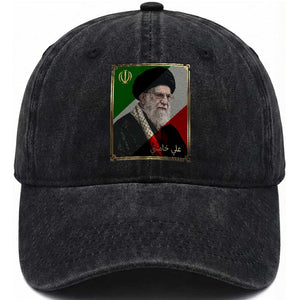 Ali Khamenei Memorial Tribute Portrait Washed Cotton Baseball Cap TS14 Washed Cap Universal Fit Black Print Your Wear