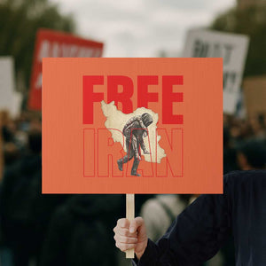 Free Iran Protest Sign Iranian Freedom Memorial Hamid Mahdavi Tribute TS14 Horizontal 18" × 24" Orange Print Your Wear