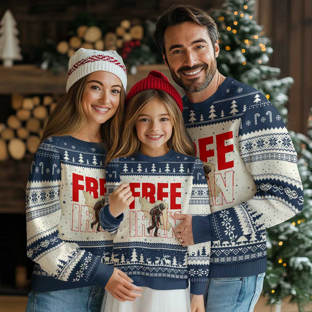 Free Iran Ugly Christmas Sweater Iranian Freedom Memorial Hamid Mahdavi Tribute TS14 Beige Navy Print Your Wear