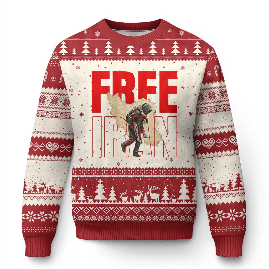 Free Iran Ugly Christmas Sweater Iranian Freedom Memorial Hamid Mahdavi Tribute TS14 Beige Red Print Your Wear