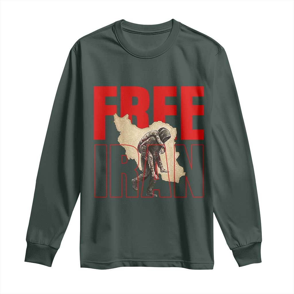 Free Iran Long Sleeve Shirt Iranian Freedom Memorial Hamid Mahdavi Tribute TS14 Dark Forest Green Print Your Wear