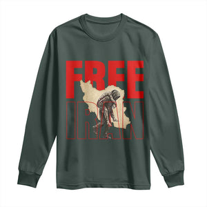 Free Iran Long Sleeve Shirt Iranian Freedom Memorial Hamid Mahdavi Tribute TS14 Dark Forest Green Print Your Wear